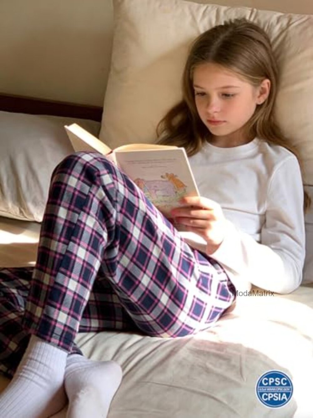 Kids Pajama Pants 3 Pack Soft Plaid Lounge Sleep Bottoms with Pockets - Picture 4 of 6